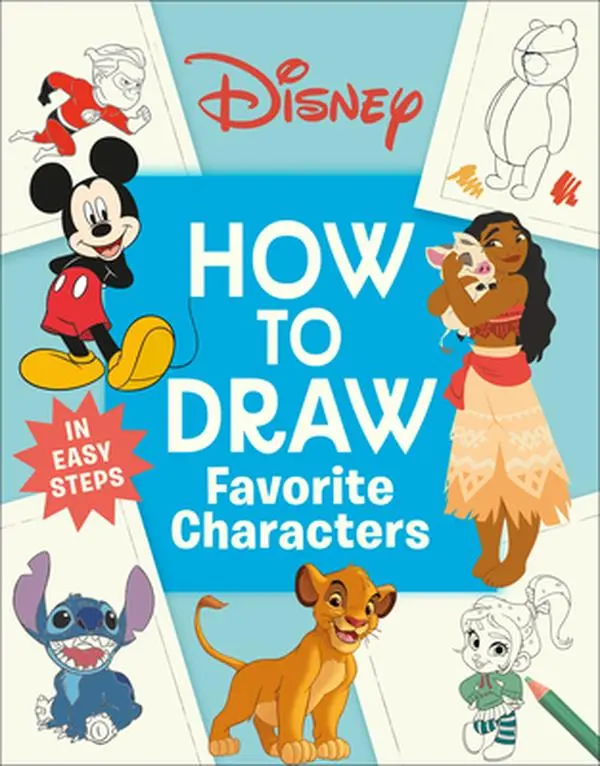 Disney How to Draw Favorite Characters English Book - DK Publishing, DK Authorship, Paperback, Drawing Tips, 1.2 lbs, 11" h x 8.6" l x 0.5" w, Confidence-Building Guide for Aspiring Artists, Art Journey Resource, Thoughtful Gift, Artistic Journey