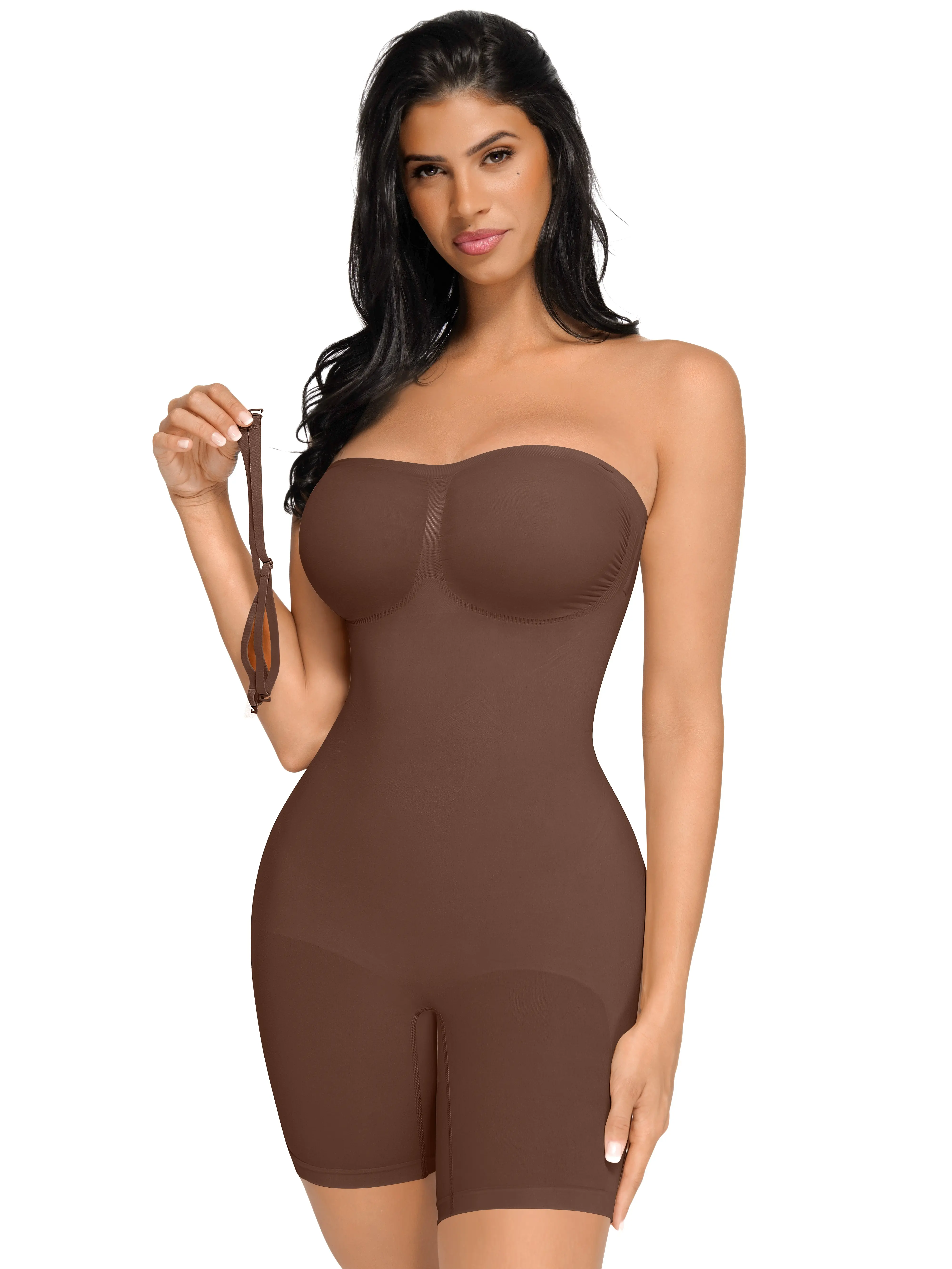 FeelinGirl Strapless Shapewear Bodysuit with Breast Support and Buttocks Lifting - Comfortable Fabric Womenswear Light Basic table Fabric Womenswear Light Basic
