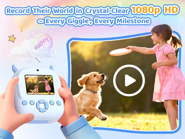 Instant Print Camera for Kids, Birthday Gifts for Girls Boys, HD Digital Video Cameras for Toddler, Portable Toy for 4 5 6 7 8 9 10 Year Old Girl with 32GB SD Card-Purple