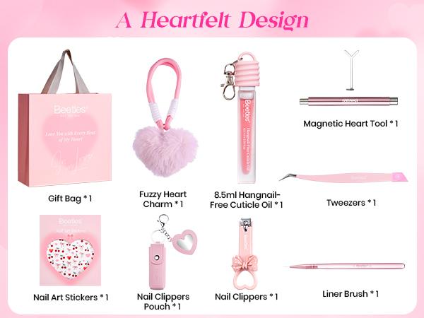 【Ideal Gift】Beetles HEARTBEAT Gel Nail Polish  Nail Art DIY Manicure Kit, Best Gift Choice for Women and Girls Cutics