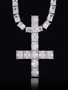 Destroy Lonely Upside Down Baquette Cross pendant