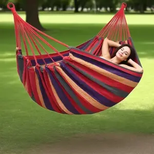 Outdoor Garden Camping Hammock with Tree Straps, Available in Red/blue for Single or Double Use. Durable Hammock Supports up to 450 Lbs. Portable Hammock Includes a Travel Bag, Suitable for Outdoor/indoor Use on Patios, Backyards, and Camping
