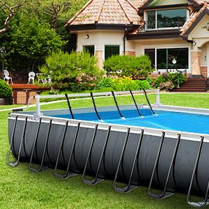 VINGLI Pool Cover Reel Above Ground Swimming Pool Cover Reel 16 FT Without Decking Solar Blanket Roller Systems with Tube Set for Various Shape Pool