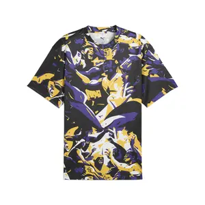 PUMA Mens Rival Rage Relaxed Fit Graphic Crew Neck Short Sleeve Casual Tops Casual - Purple