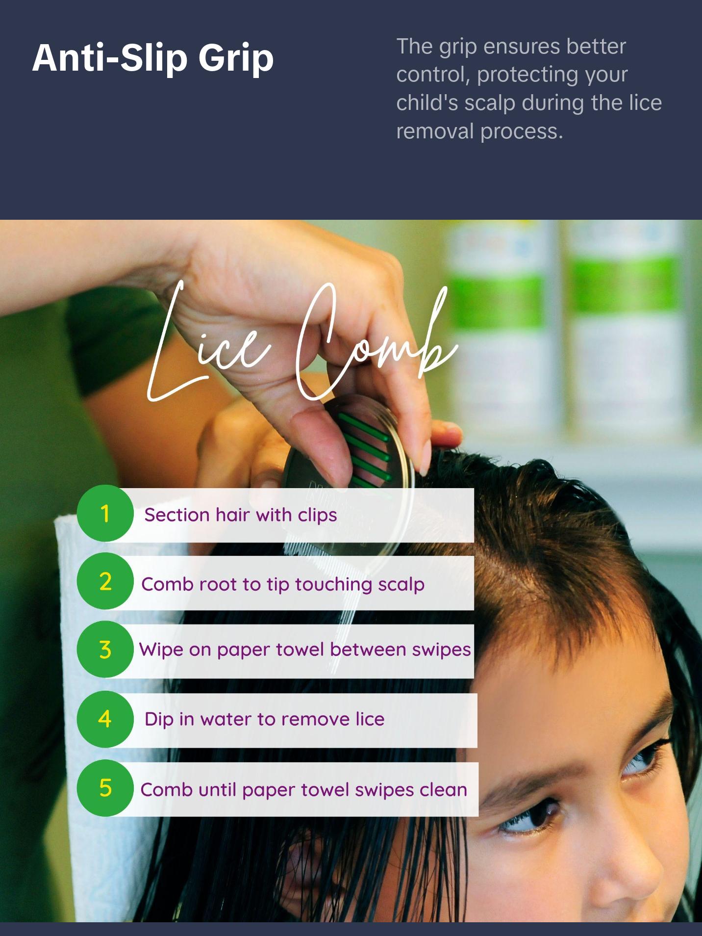 My Hair Helpers Lice Eliminator Comb 3-Pack - Works on Nits and Super Lice - Lice Removal For 3-5 Children