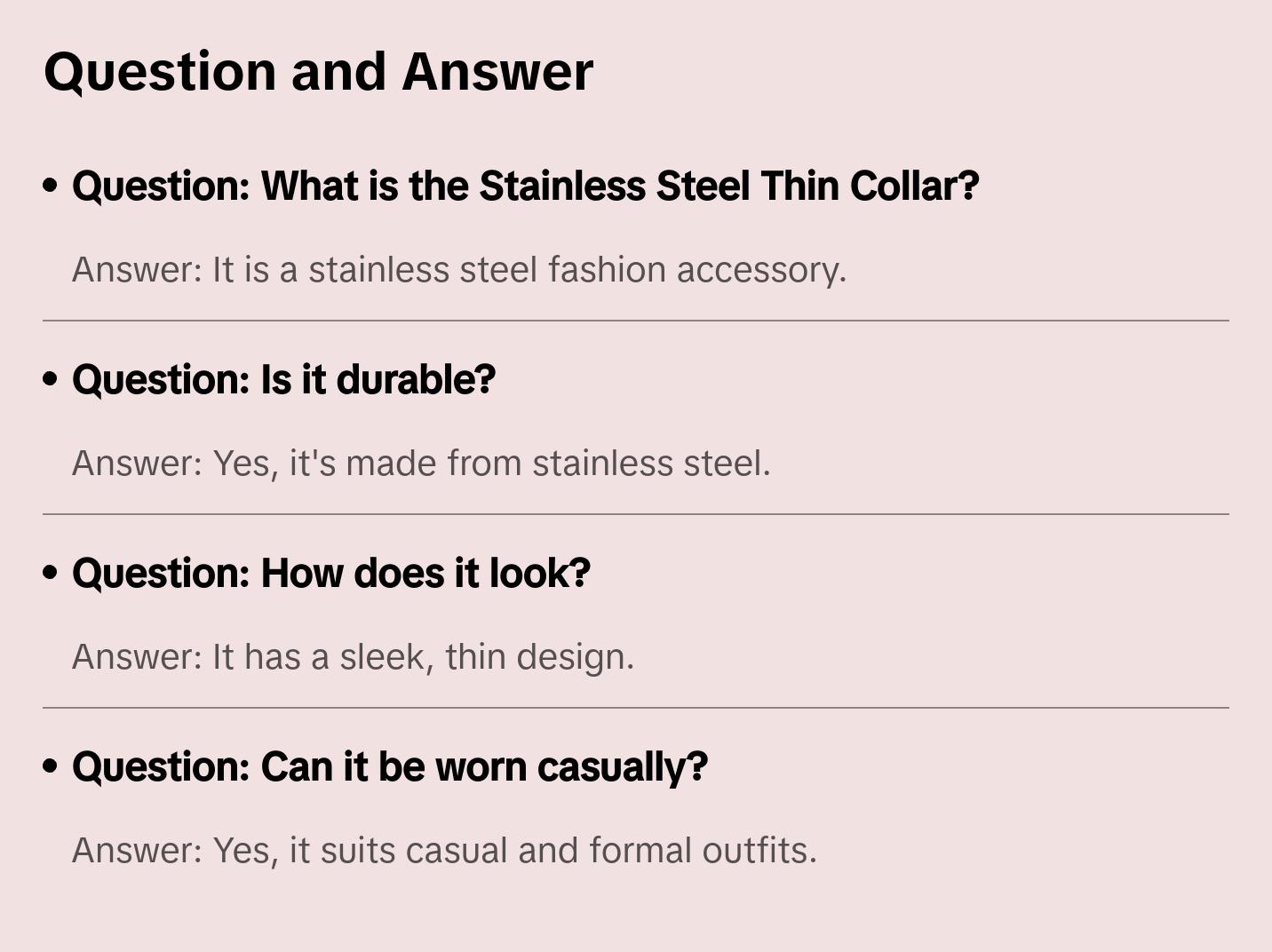 Stainless Steel Thin Collar