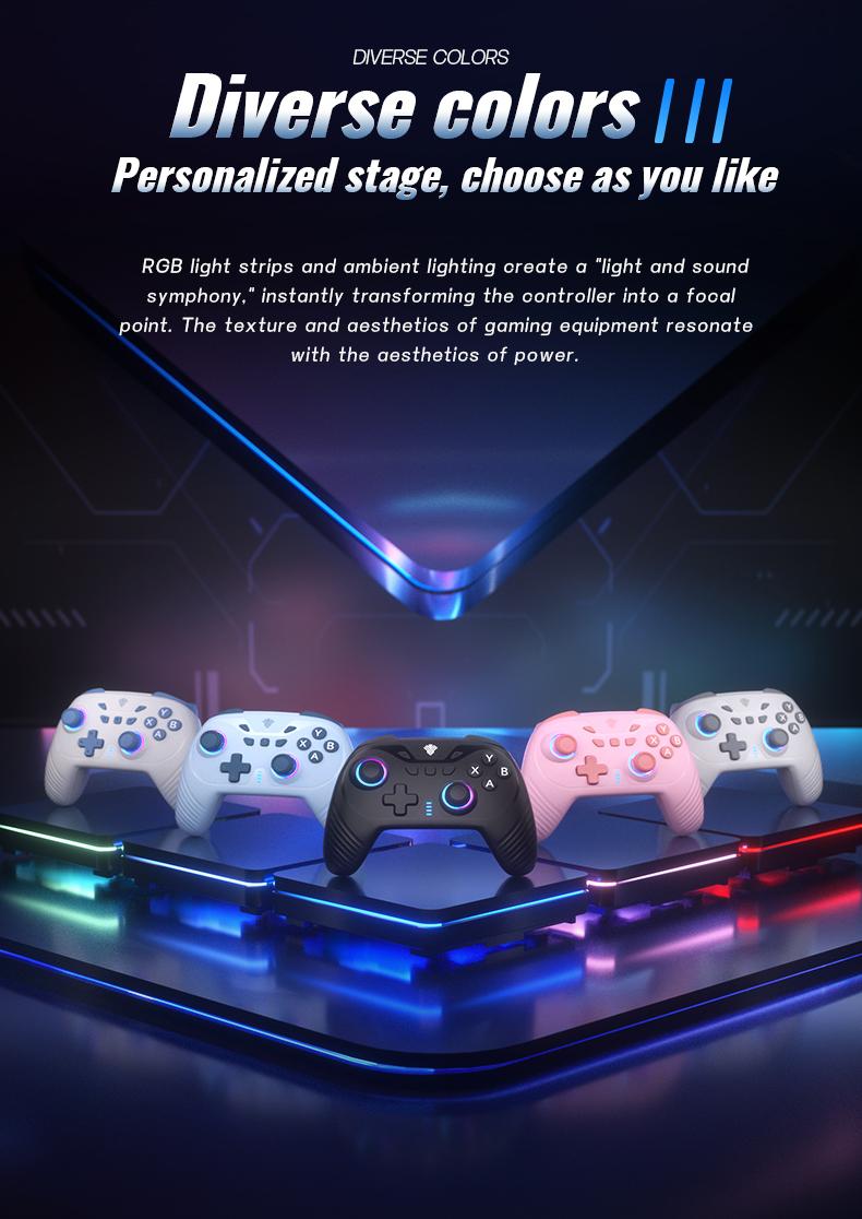 YUYIU Wind Chaser 2 Wireless Anti-Stick Drift Controller  Hall Effect Joystick, Linear Triggers, 6-Axis Gyro, Dual Vibration, Macro Back Buttons, & Replaceable D-Pad for Switch, PC, Steam, Android | 1000Hz Polling, RGB, 1000mAh