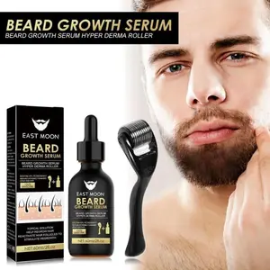 Beard Growth Serum & Derma Roller Kit, Beard Care Nutritional Oil, Making Beards Thicker and More Shiny, Daily Beard Care Products for Men