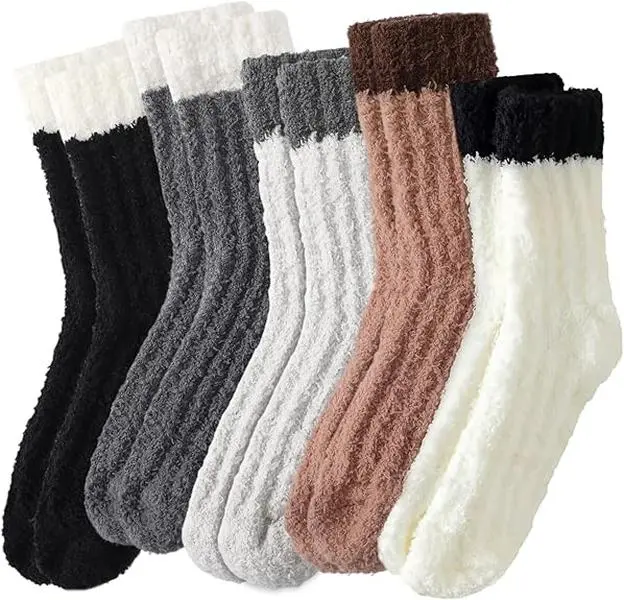 Fuzzy Socks for Women - 5 Pairs Slipper Socks for Women, Soft & Cozy Slipper Sock for Winter Home and Sleeping Bedsocks