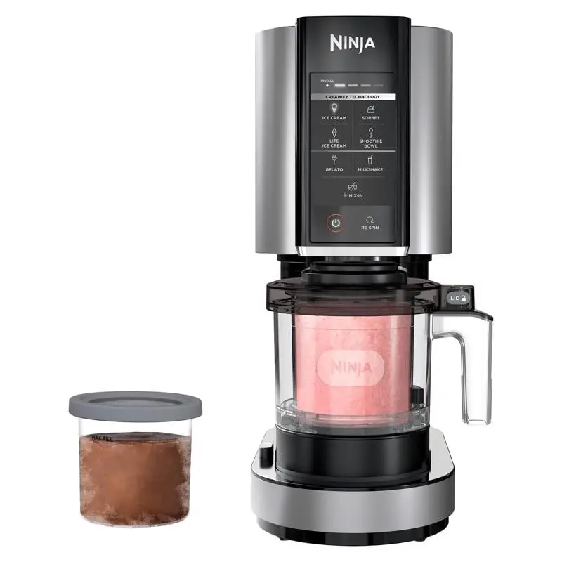 NINJA Creami Plastic Ice Cream Maker - Corded Unit, 0.5 qt Capacity, 12 in Length, 16x7x12 in Dimensions, Silver, 120v 800w Power, 17.02 lbs, Dishwasher Safe Kitchen Appliance That Makes Ice Cream