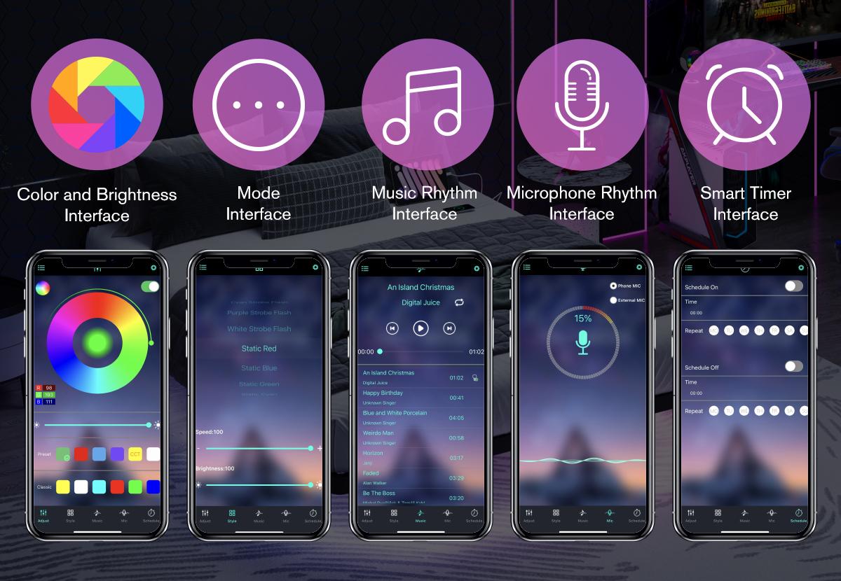 MUTICOR Floating LED Iron Bed Frame with Metal Slats【No Mattress】Headboard Outlets and Multi-Color Lighting, No Box Spring Needed, Twin/Full/Queen/King