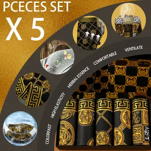 Men's 5-Pack Luxury Black & Gold Boxer Briefs – Breathable, High Elasticity & Comfortable Underwear Set Stylish