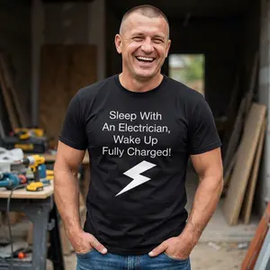 Sleep With An Electrician Wake Up Fully Charged T-Shirt | Lightning Bolt Tee