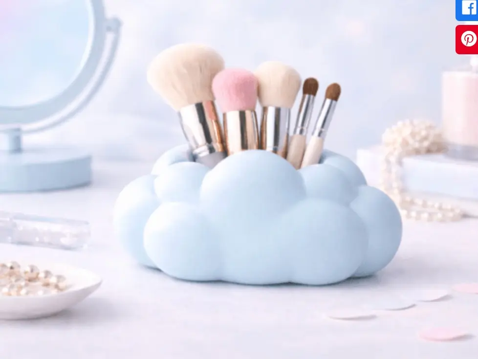 Kawaii Cloud Makeup Brush Holder Vanity Organizer Desk Decor