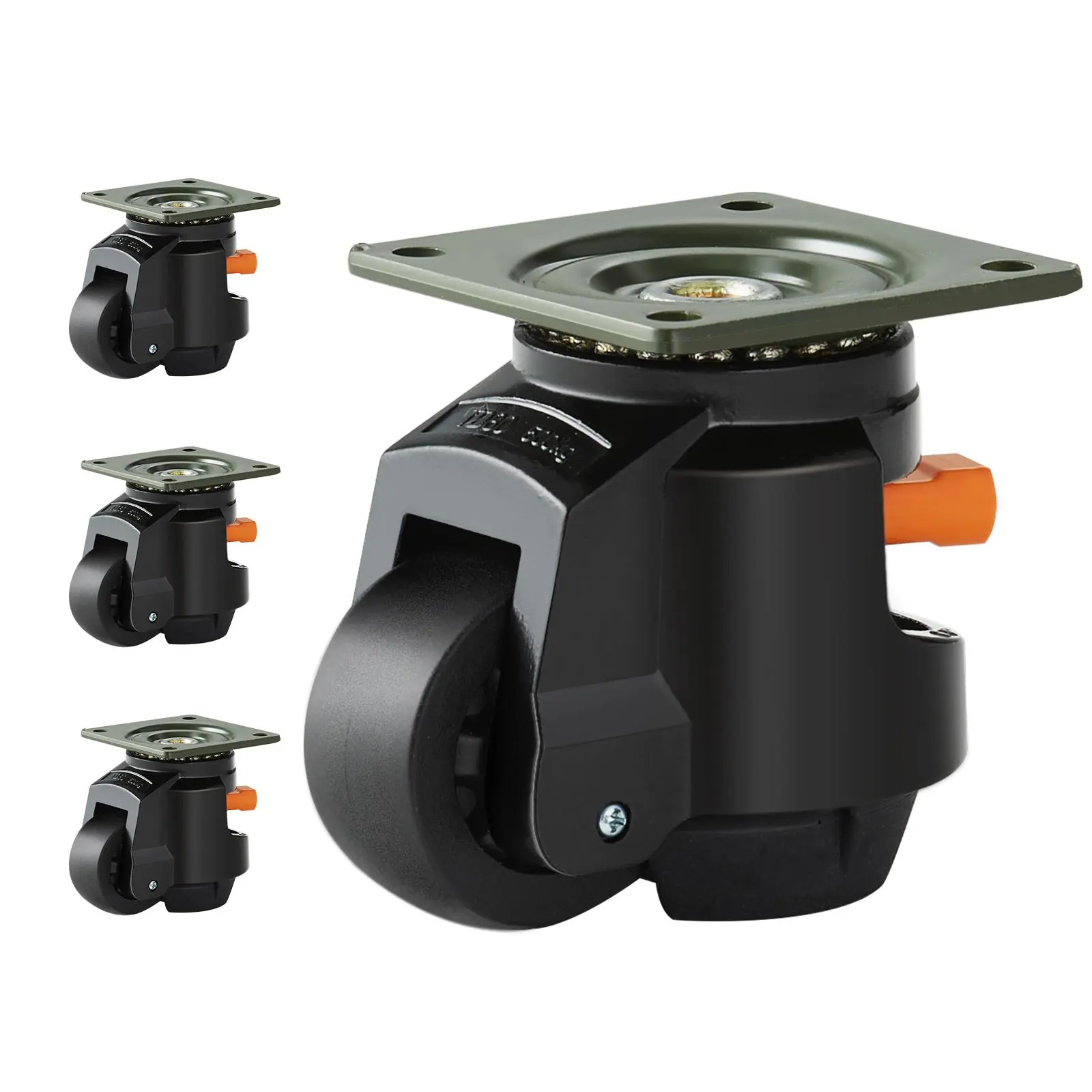 【FathersDayGift】VEVOR Leveling Casters,  Set of 4, 2200 lbs Total Load Capacity, 2.5 inches, Heavy Duty with Upgraded Handle Design, 360 Degree Swivel Caster Wheels, Adjustable Casters with Feet for Workbench, Machine