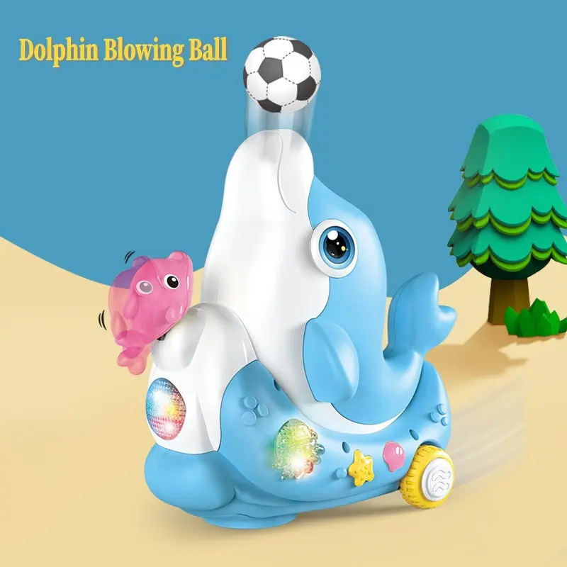 Dolphin Blowing Ball Toys,  Fun Musical Light Up Toy, Engaging Crawling, Explore Cognition, Movement Coordination, Sensory Training, Electric Dolphin Toy for Preschoolers, Kids Gift Idea