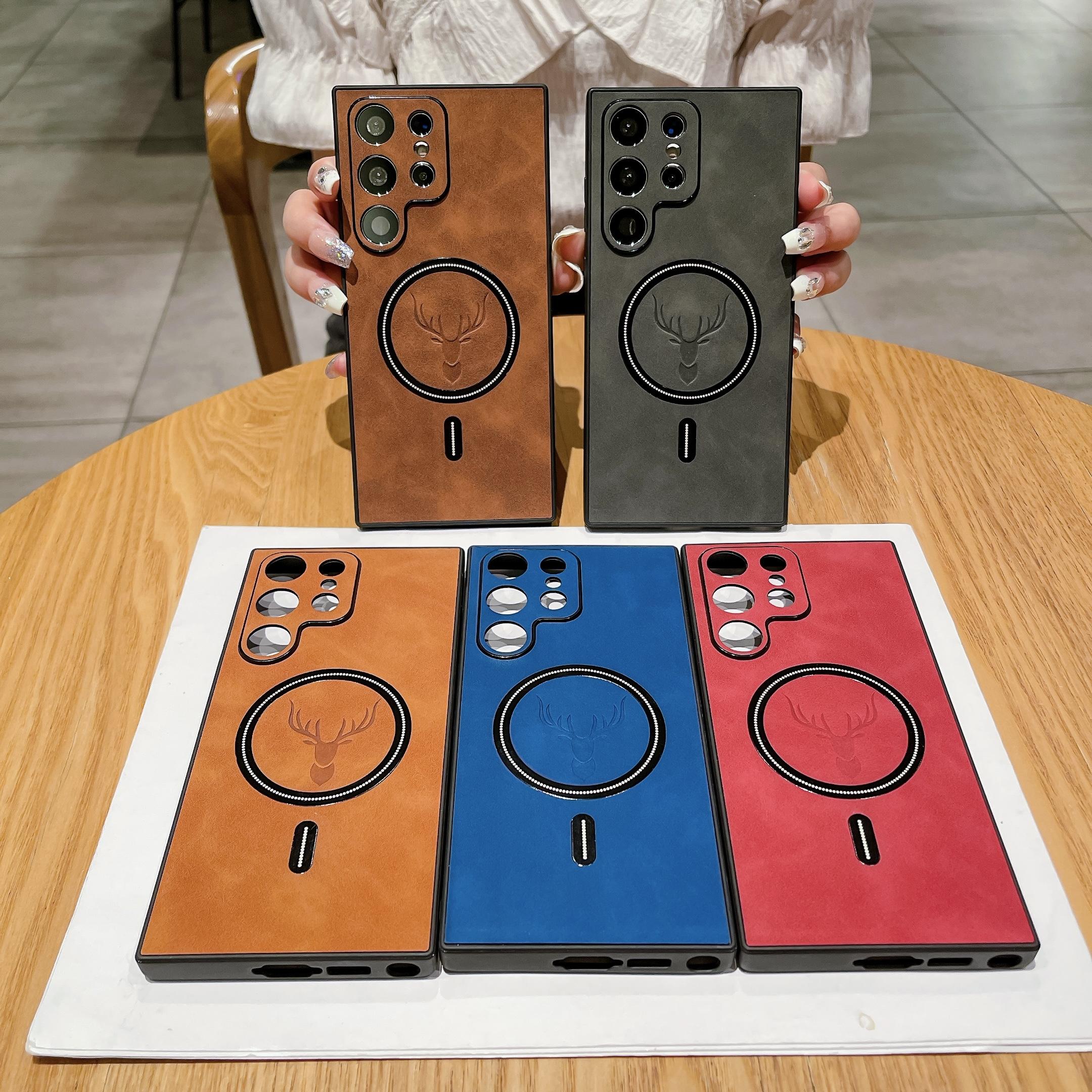 Magnetic Wireless Charging Leather Phone case for Samsung S25 Ultra S24 S23 S22 S21, Soft Shockproof case with Full Lens Protection Magnetic Wireless Charging Leather Phone case for Samsung S25 Ultra S24 S23 S22 S21, Soft Shockproof case with Full Lens Protection