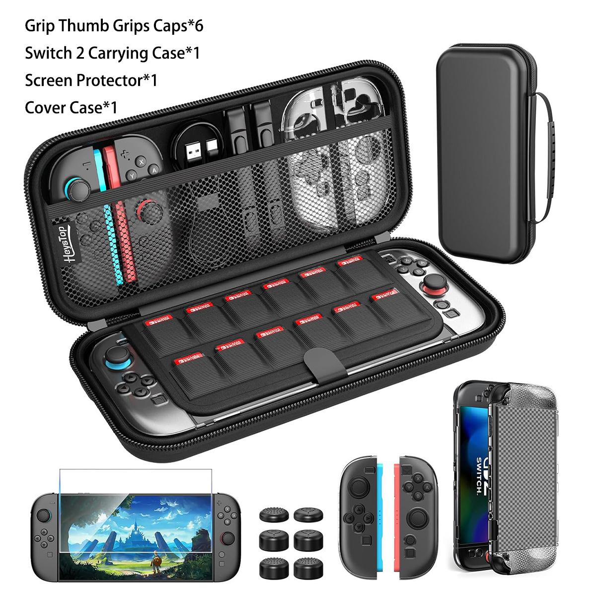 HEYSTOP Switch 2 Case Set - Protective Carrying Case with PC Cover & TPU Grip, Large Capacity for Accessories, HD Tempered Glass, Joystick Covers, Adjustable Console Protector HEYSTOP Switch 2 Case Set - Protective Carrying Case with PC Cover & TPU Grip, Large Capacity for Accessories, HD Tempered Glass, Joystick Covers, Adjustable Console Protector