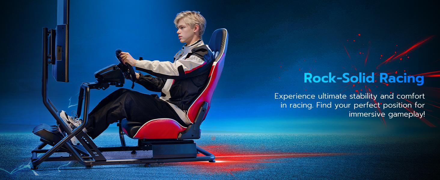 ARES WING Racing Simulator Cockpit with Monitor Mount and Seat Formula and GT Sim Racing Cockpit Compatible with Fanatec Thrustmaster Logitech Moza Racing Games on PS5 PS4 Xbox and PC