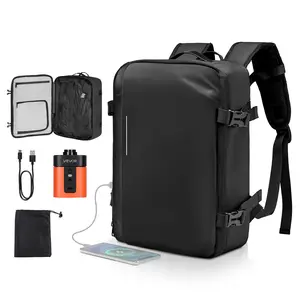 【SummerFinds】VEVOR Vacuum Travel Backpack, 35L, Vacuum Seal Compression Travel Backpack with Air Pump, Multiple Pockets & Compartments, Water-Resistant Carry-On Suitcase Luggage, Casual Personal Item Bag, Black
