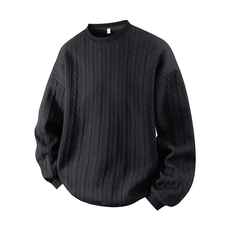 2026 Men's Jacquard Cable Knit Round Neck Sweatshirt, Solid Color Casual Loose Long Sleeve T-Shirt, Made from High-Quality Fabric, Comfortable Base Shirt, Suitable for Home Wear and Everyday Use, Plus Size Sports T-Shirt 2026 Men's Jacquard Cable Knit Round Neck Sweatshirt, Solid Color Casual Loose Long Sleeve T-Shirt, Made from High-Quality Fabric, Comfortable Base Shirt, Suitable for Home Wear and Everyday Use, Plus Size Sports T-Shirt