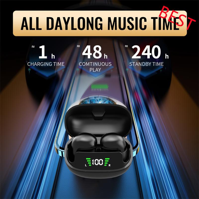 HOT Wireless Earbuds with LED HD Power Display  High-Quality Sound  Touch Controls  Tangle-Free Cable  Type-C Jack  Compatible with Android & Apple Phones  Rechargeable Lithium Battery - Mini In-Ear Design