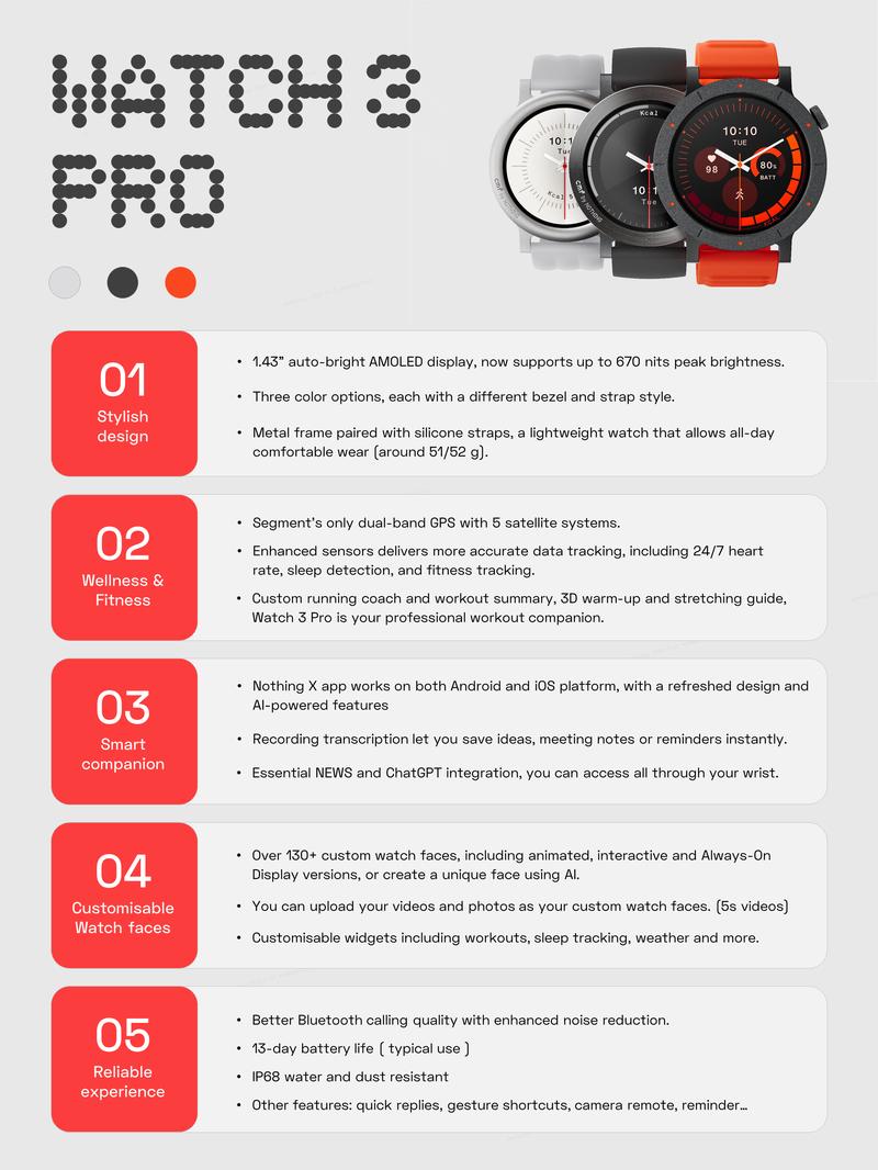 CMF Watch Pro 2 Smartwatch for Men and Women, Automatic Fitness Tracker with Heart Rate and SpO₂ Monitoring, 120 Sports Models, Bluetooth Calls with AI Noise Reduction Microphone, Portable Phone Functionality, Recceding Design, IP68 Waterproof GPS Outdo