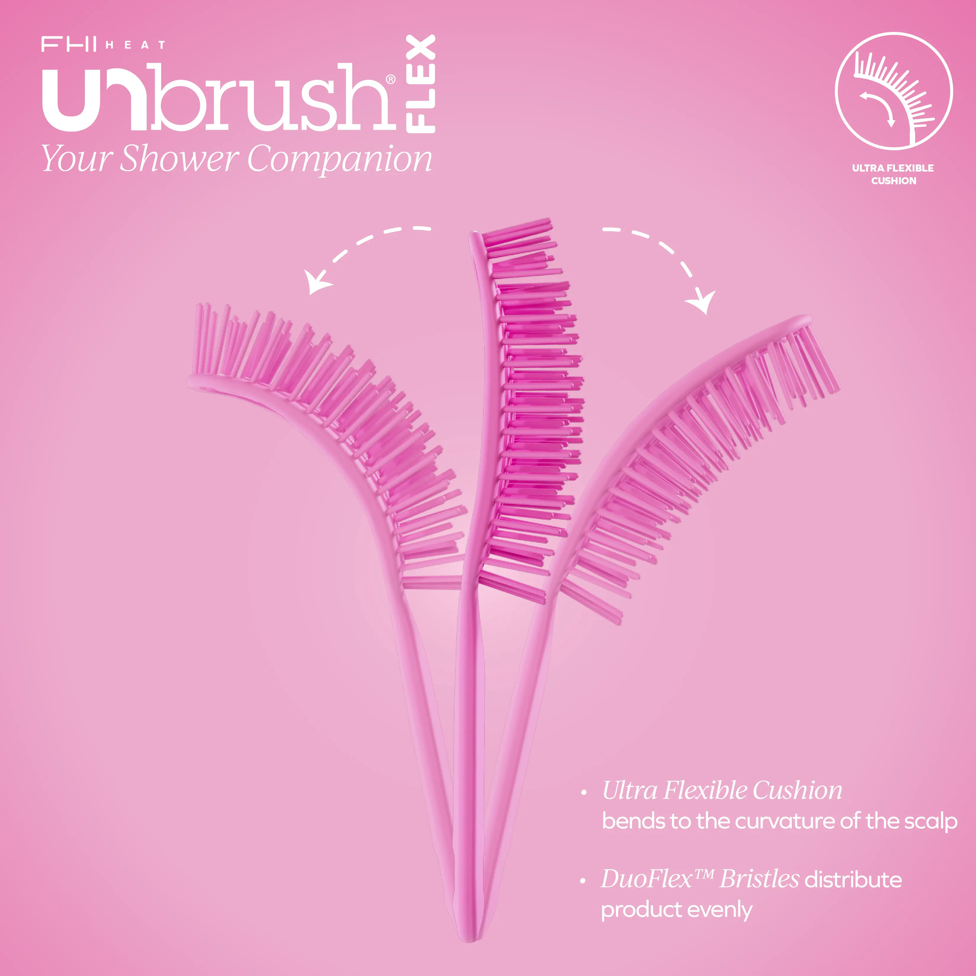 UNbrush Flex Hair Brush Flexible Shower Brush