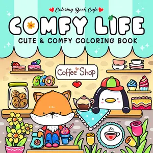 Comfy Life: Cozy Hygge Animal Coloring Book – Stress Relief for Adults & Teens | Cute Animal Scenes - Coloring Book Cafe