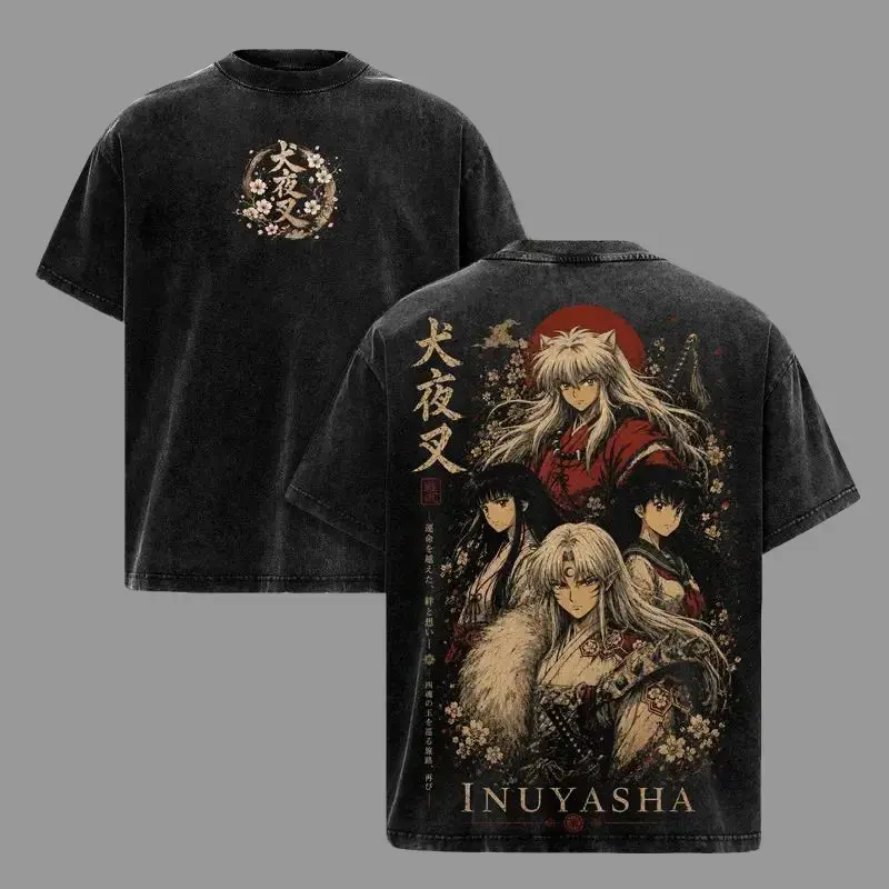 Men's Vintage Anime Graphic T-Shirt, Oversized Round Neck Shortsleeve Top in Pre-Washed Heavyweight Premium Cotton, Menswear,oversized heavyweight tee,trendy t-shirt,grunge streetwear,outdoor everyday wear