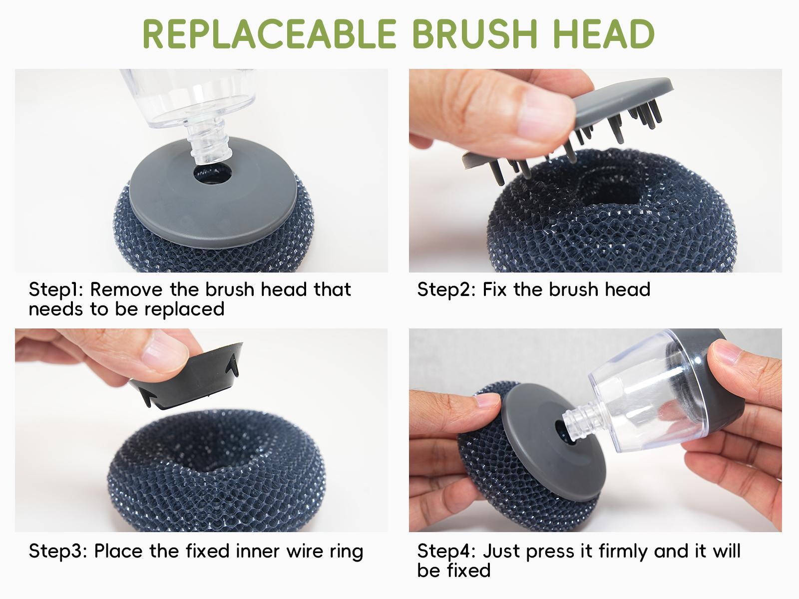 Automatic Soap Dispensing Dish Brush with Press Button – One-Hand Cleaning Scrubber for Frying Pans, Plates, Dishes and Small Bowls Automatic Soap Dispensing Dish Brush with Press Button – One-Hand Cleaning Scrubber for Frying Pans, Plates, Dishes and Small Bowls