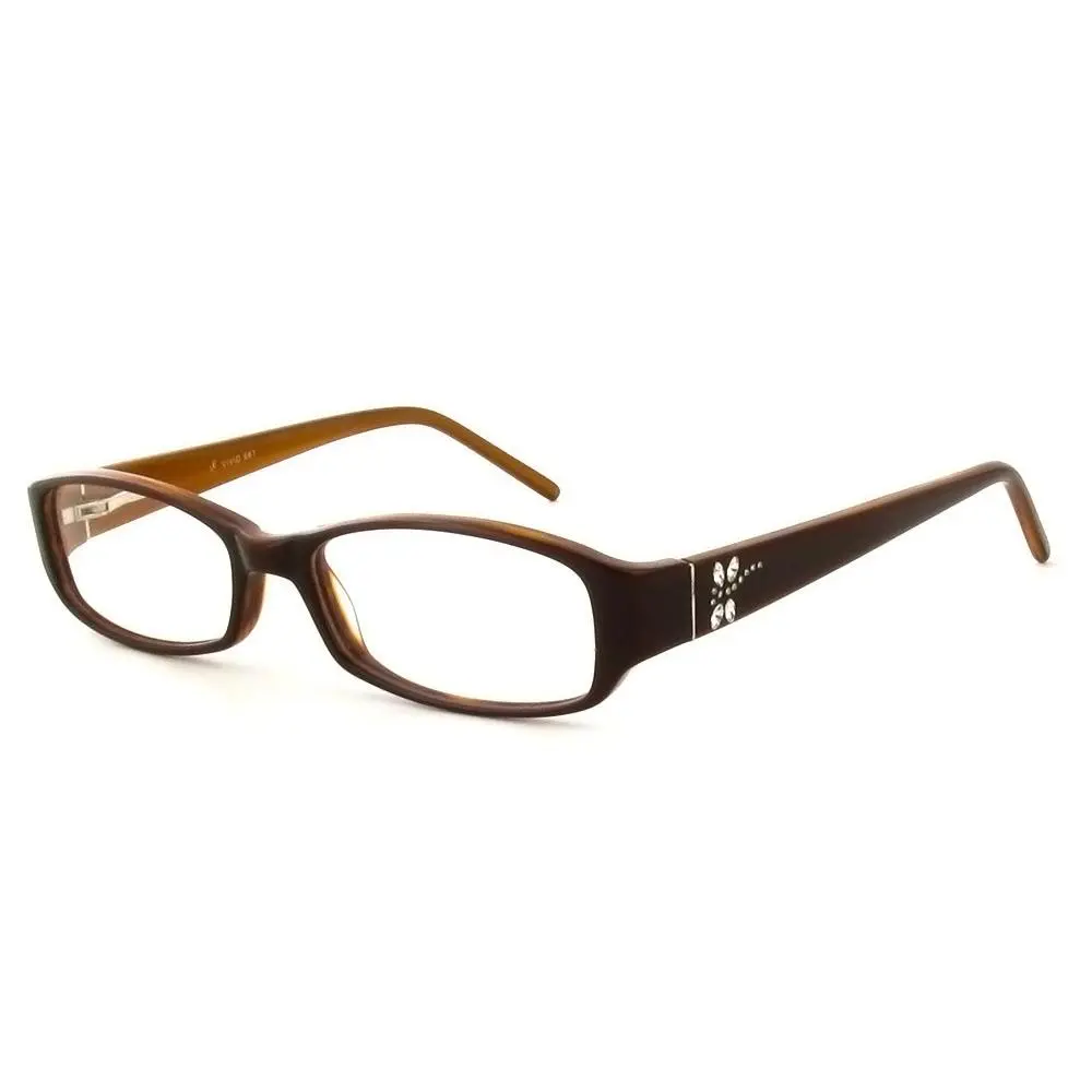 Unisex Calabria Vivid 681 Designer Acetate Blue Light Blocking Reading Glasses, Brown Frame, 52mm