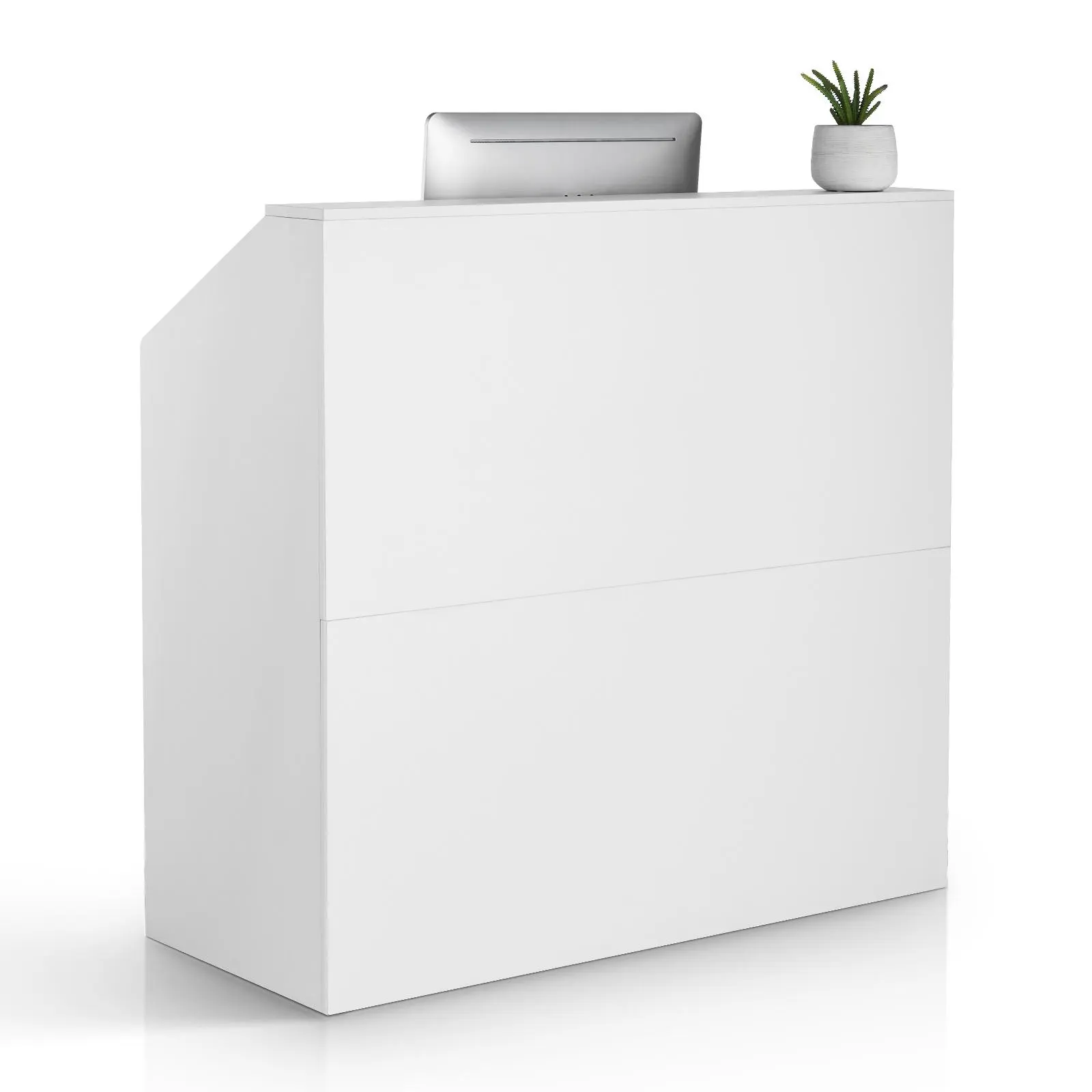 【SummerFinds】VEVOR Reception Desk, 46 Inch Rectangular Front Counter Table, Office Reception Desk, Retail Counter and Front Reception Counter, for Checkout, Lobby, Beauty Salon and Office, White
