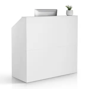 VEVOR Reception Desk, 46 Inch Rectangular Front Counter Table, Office Reception Desk, Retail Counter and Front Reception Counter, for Checkout, Lobby, Beauty Salon and Office, White