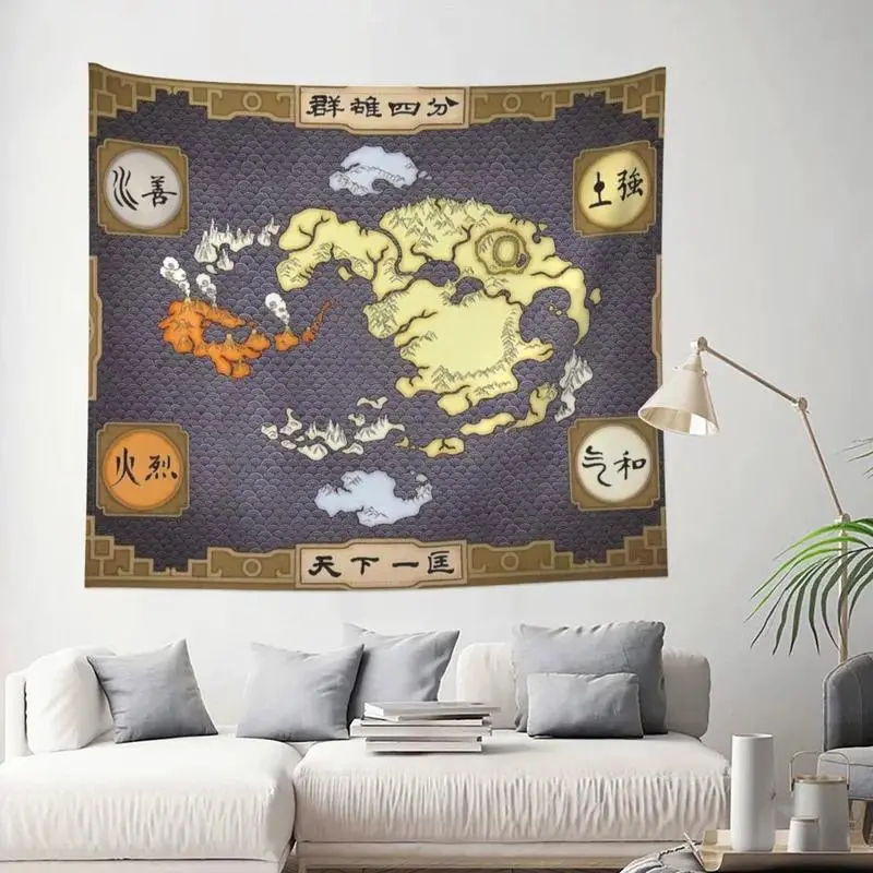 Avatar The Last Airbender Appa Polyester Wall Tapestry, Colorful Scarves Print Wall Decor, Room Accessory for Bedroom Beach Mat, Cosplay Tapestries