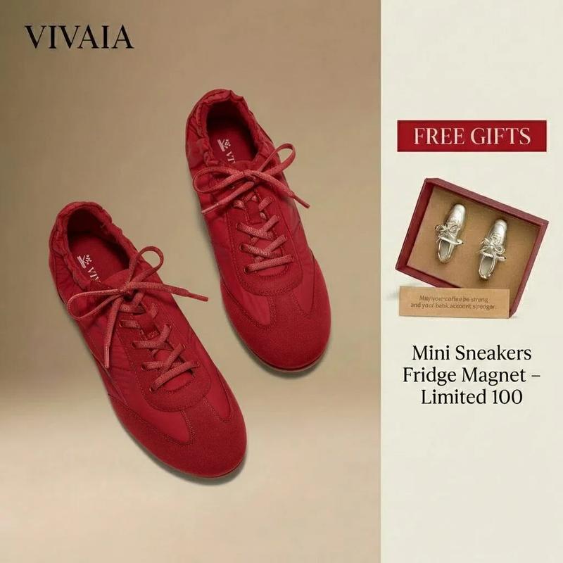 VIVAIA Women's Re-Nylon Jogger Style with 2 Lace Sneakerina Sneakers,Ballet Flats Suede-Like Integrated Insole Lightweight , Machine Washable,Arch Support 70s Retro Chic ,City Walking ,Travel Essential (YANCY) VIVAIA Women's Re-Nylon Jogger Style with 2 Lace Sneakerina Sneakers,Ballet Flats Suede-Like Integrated Insole Lightweight , Machine Washable,Arch Support 70s Retro Chic ,City Walking ,Travel Essential (YANCY)