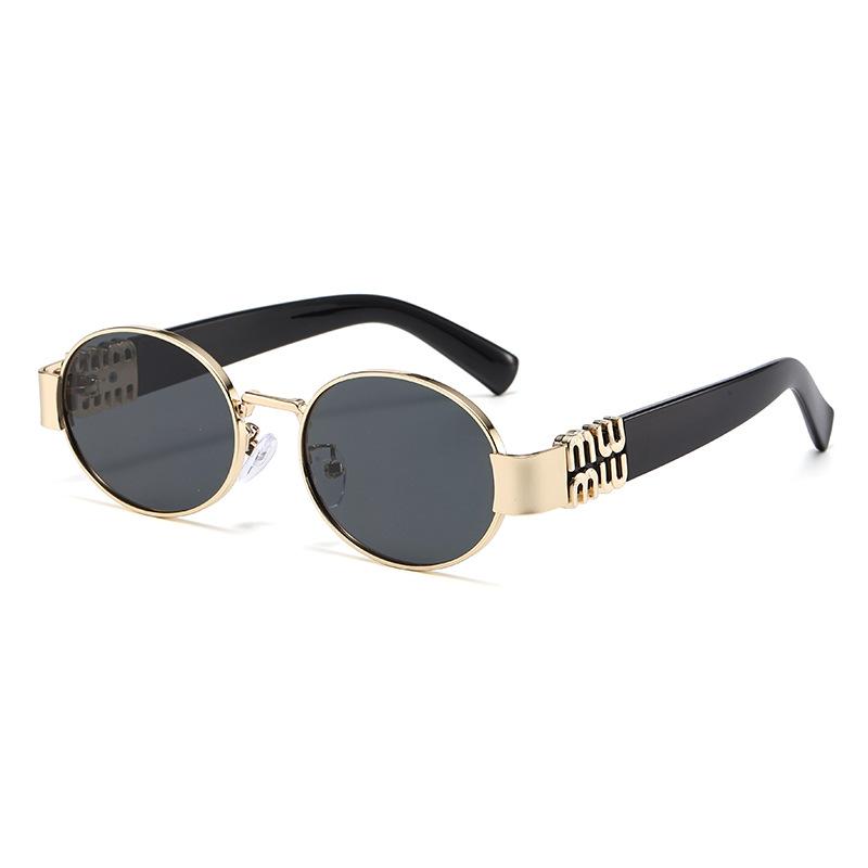 2026 Trendy European & American Round Sunglasses - Women’s Metal Logo Detail Shades with UV Protection (Retro Streetwear Pick)