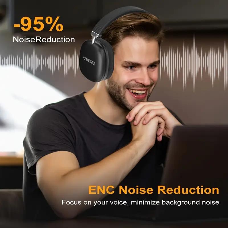 Over Ear Noise Cancellation Bluetooth Earphones Wireless Earbuds New Stereo E-sports Gaming Headset Black Audio Electronic