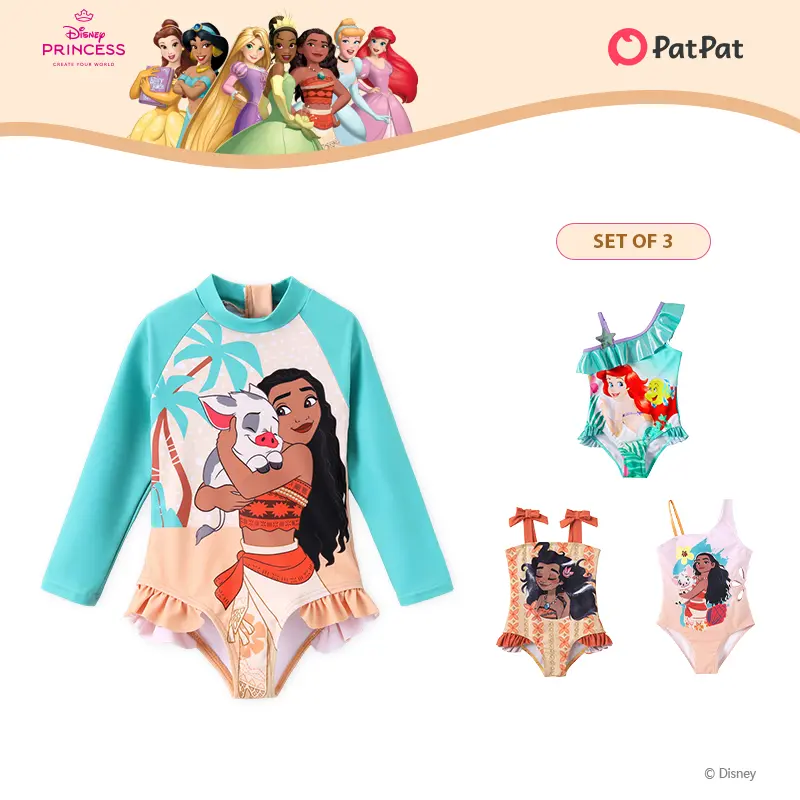 PatPat Disney Moana & Lilo & Stitch Kids Swimwear Collection Rash Guard Sets & Swim Trunks for Toddler & Little Girls/Boys UPF 50+ Sun Protection Quick-Dry Fabric Machine Washable