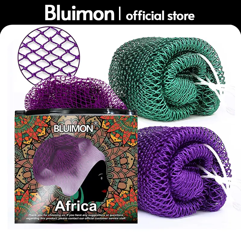 Bluimon African Exfoliating Net - Ethically Sourced from Nigeria, Exfoliating Mesh Sponge, African Net Sponges for Normal Skin, Quick-Drying Hygienic Bath & Body Care Shower Tool for Smooth Skin, Accessories,back to school