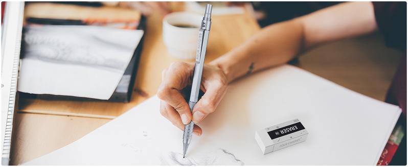 Four Candies 0.5mm/0.7mm/0.9mm Mechanical Pencil Set with Case, 3PCS Metal Artist Lead Pencil with 8 Tubes (480PCS) HB Lead Refills, 3 Erasers, 9 Eraser Refills For Engineer Art Writing Drafting, Silver