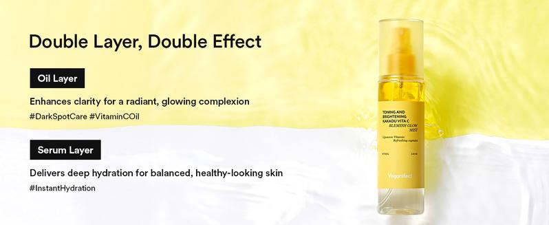 VEGANIFECT Vitamin C Glow Mist for Radiant Skin, Hydrating Serum Mist with Niacinamide & Glutathione, Korean Vegan Skincare, 3.38 Fl Oz