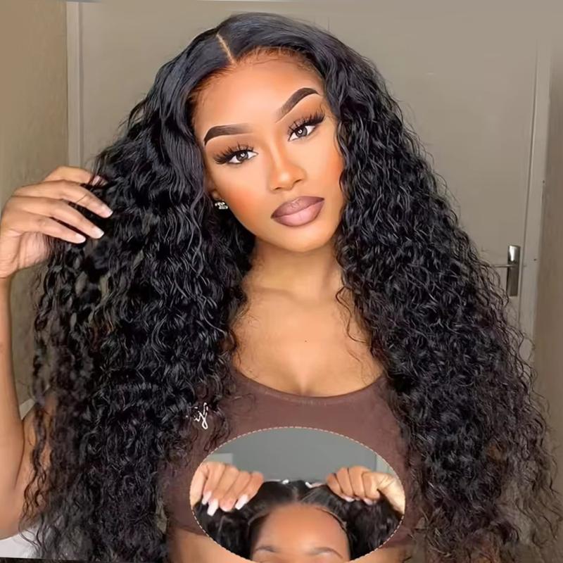 Bling Hair 6x4 Glueless Wigs Human Hair Pre Plucked Pre Cut Deep Water Wave HD Lace Front Wig Human Hair Pre Plucked For Beginners 3 Second To Wear