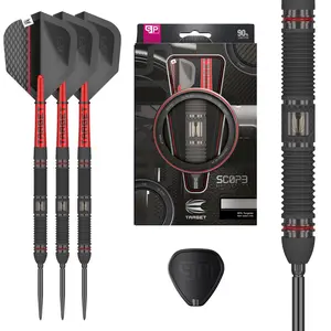 TARGET Darts Scope Steel Tip Swiss Point Darts, 90% Tungsten Dart Set | Steel Tip Dart, Red & Black Darts, Professional Dart Set with Swiss Points & Tool | Barrel 01/02/03/04 –21G/22G/23G/24G/25G