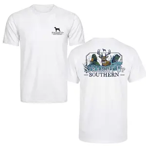 Ducks & Bucks Hunting T-Shirt, Vintage Deer & Duck Hunting Graphic Tee with Pointer Dog & Marsh Scene, Soft Cotton Blend, Unisex Fit for Men's, Perfect Gift for Hunters, Southern Pride Fans & Outdoor Enthusiasts