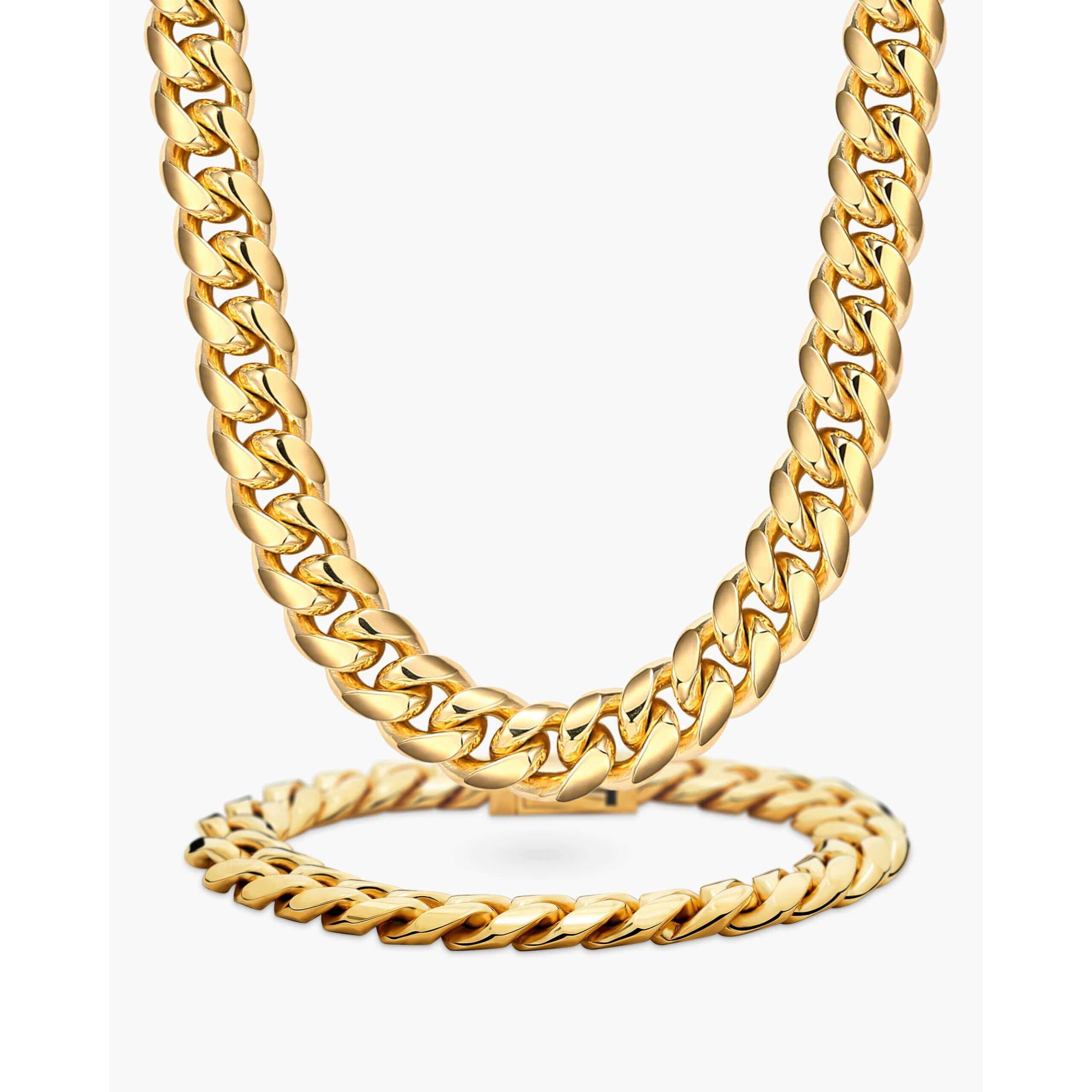 JAXXON Cuban Set 10mm - Gold - Waterproof - Box Clasp