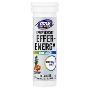 NOW Foods Sports, Effer-Energy Effervescent, Tropical Punch, 10 Tablets, 1.83 oz (52 g)