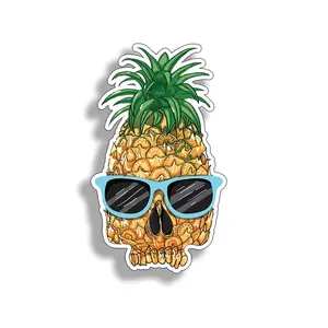 Pineapple Skull Vinyl Sticker - Tropical Waterproof Decal for Laptop, Cup, Cooler, Car, Truck, Vehicle Window HK5