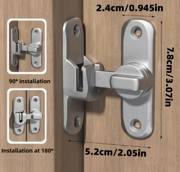 (3PCS) 2 in 1 Barn Door Lock, 90/180 Degree Flip Sliding Barn Door Latches, Gate Latch for Barn Door, Sliding Door, Pet Door, Garage, Bathroom, Window, Outdoor