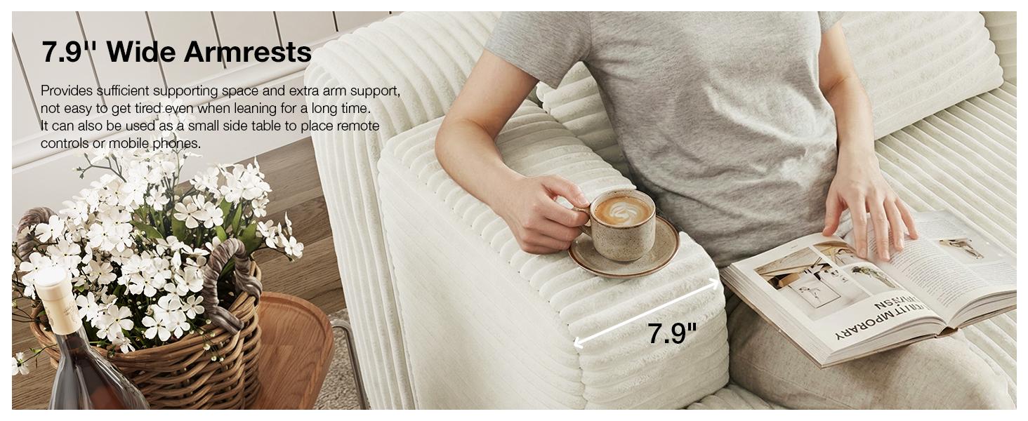 【2 Packages Shipping] L-Shape Plush Corduroy Velvet Modern Sofa with Deep Seat, Upholstered Couches for Living Room & Bedroom, No Assembly Required